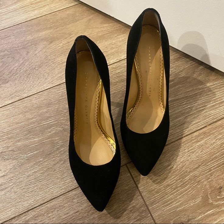 Size 36 Condition: Like New. Slightly Worn. Measurement: Heel Height: 4.25" Origin: Made In Italy Elegant Suede Wedge Heels, Charlotte Olympia Shoes, Charlotte Olympia, Heel Pumps, Suede Heels, Olympia, Pumps Heels, Shoes Women Heels, Heel Height