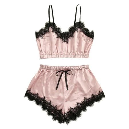 short description is not available Size: L.  Color: Black.  Gender: female.  Age Group: adult. Pijamas Women, Lingerie Design, Satin Cami Top, Panty Style, Cute Sleepwear, Satin Sleepwear, Satin Cami, Satin Pyjama Set, Dr Closet