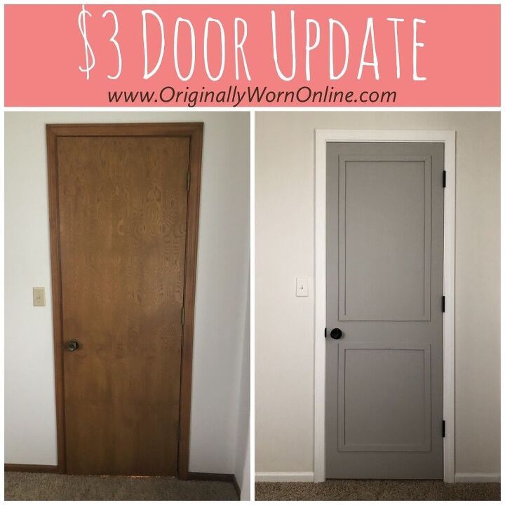 the door is open and there are three different pictures in front of it with text overlay that says $ 3 door update