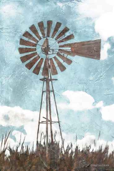 Bluebard Barn BLUE352 - BLUE352 - Windmill      - 12x18 Windmill, Field, Clouds from Penny Lane Windpomp Art, Windmill Drawing, Windmill Painting, Farm Windmill, Windmill Art, Farm Landscape, Old Windmills, Wood Wall Plaques, Barn Painting