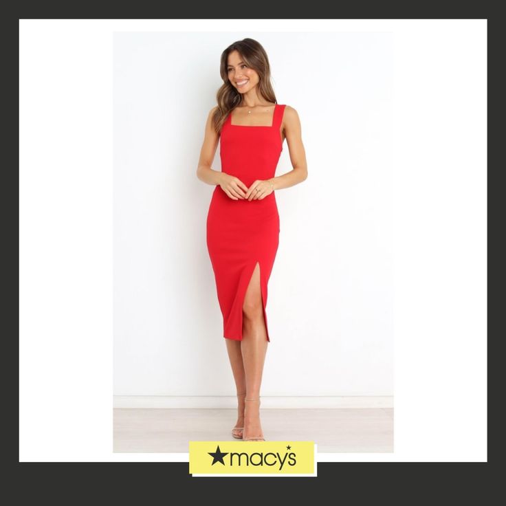 in stock Petal And Pup, Simple Dresses, Midi Length, Red Dress, Fitness Models, Bodycon Dress, Pick Up, In Store, Buy Online