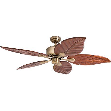 a ceiling fan with three leaves on it