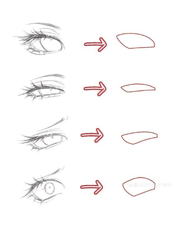 how to draw an eye step by step with pictures wih eyes and arrows pointing up