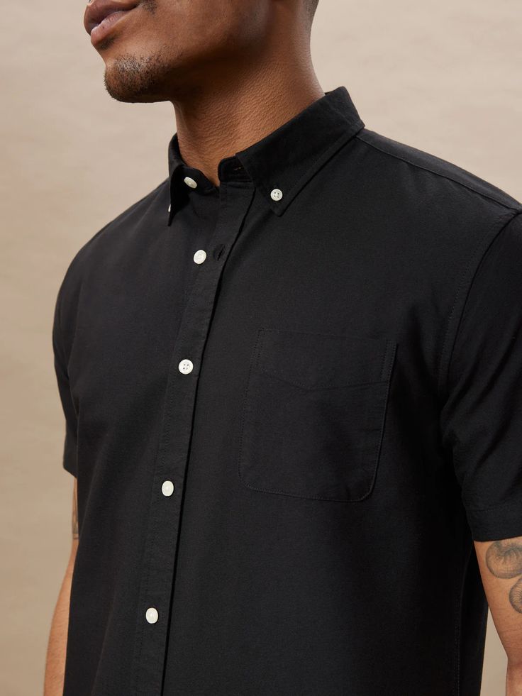 The Short-Sleeved Jasper Oxford Shirt in Black – Frank And Oak USA