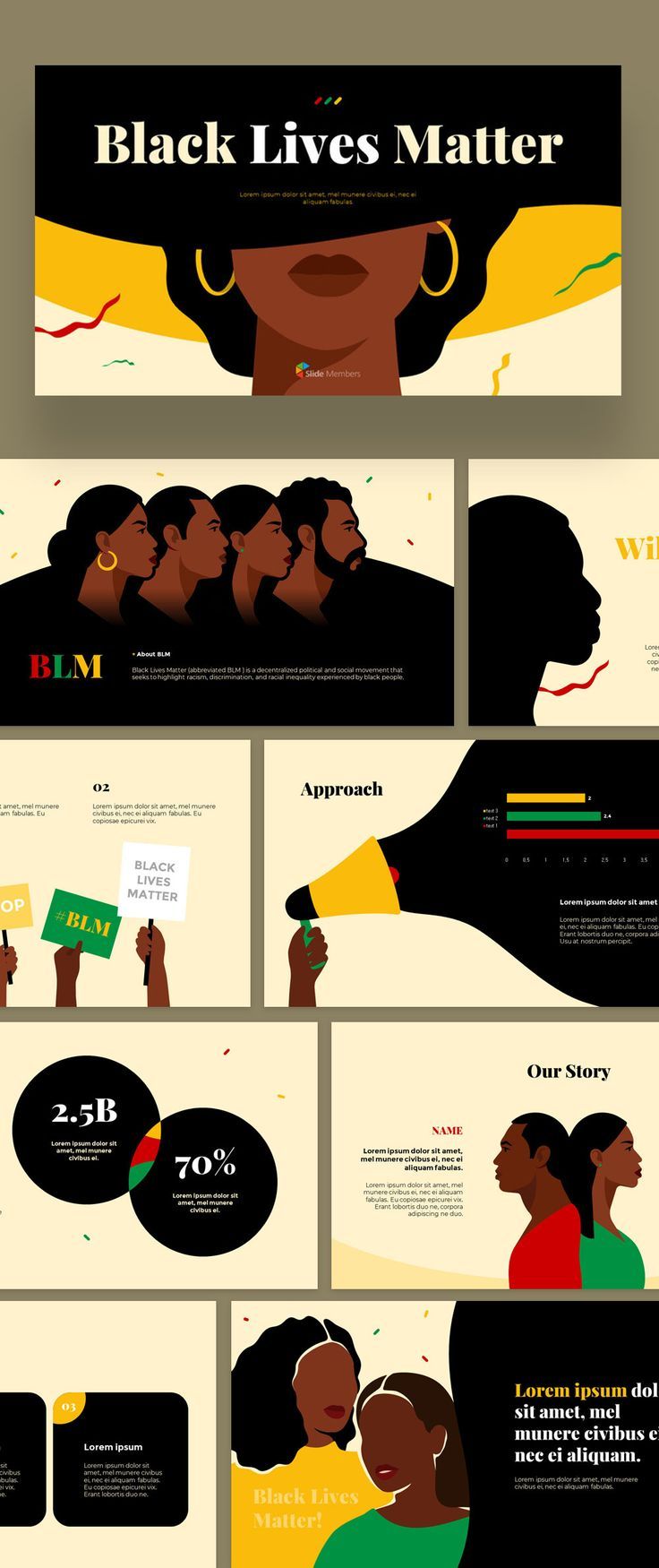 the black lives matter presentation is shown in this graphic style, and includes an image of people