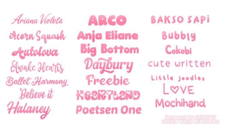 some type of font that is pink and white with the words written in different languages