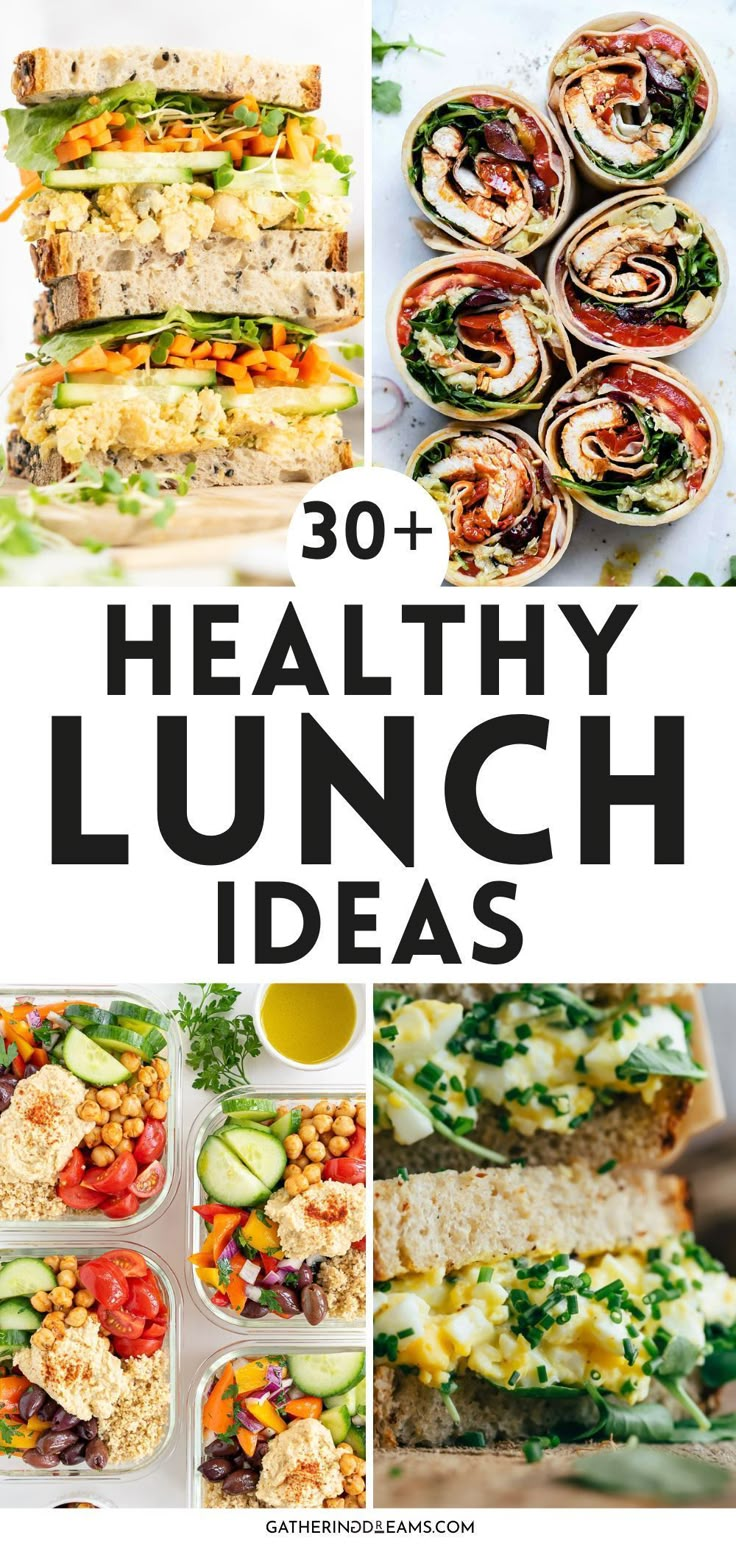 healthy lunch ideas with text overlay