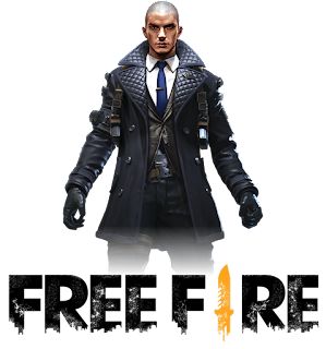 a man in a coat and tie standing next to the words free fire