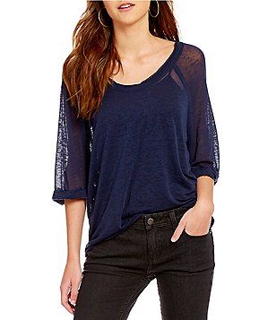 Free People Moonlight 3/4 Sleeve Hi-Low Tee Tops And Blouses, Dillard's, Women's Shirts, Optical Illusions, Women's Tops, Family Portraits, Latest Styles, Tunics, Shirts Tops