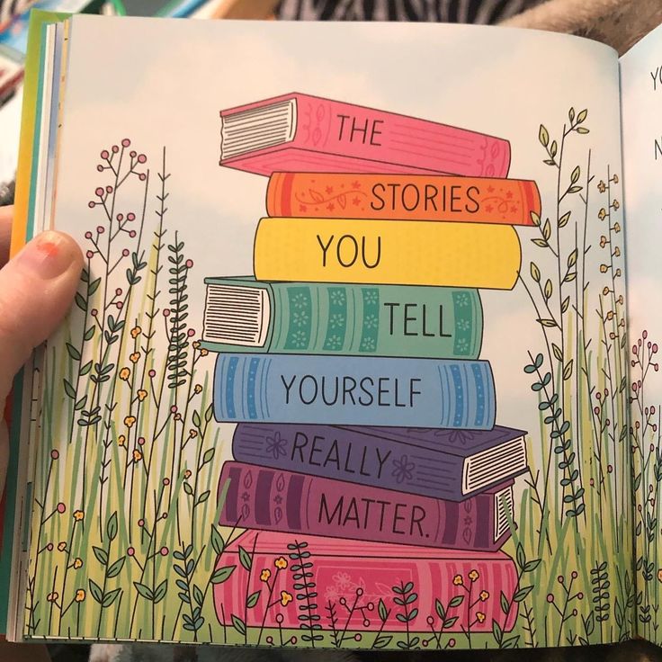 a person holding up a book in their hand with the title, the stories you tell yourself really matter