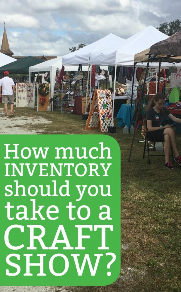 a group of people standing around tents with the words how much inventory should you take to a craft show?