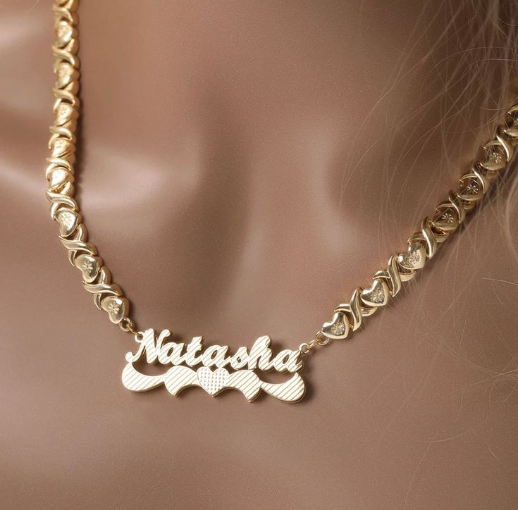 Layered Gold Necklace - Humble Legends Elegant Name Pendant Chain Necklace, Elegant Pendant Chain Necklace With Name, Gold Heart Necklace With Adjustable Chain For Personalized Gift, Gold Heart Necklace For Personalized Gift, Personalized Gold Heart Necklace With Adjustable Chain, Elegant Heart Pendant Necklace For Mother's Day, Elegant Personalized Heart Pendant Chain Necklace, Gold Heart Pendant Name Necklace With Adjustable Chain, Customized Gold Necklaces For Wedding