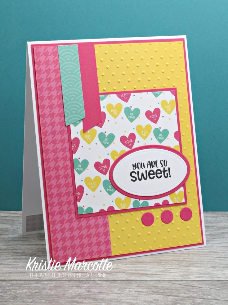 a card with hearts on it and the words you are sweet written in black ink