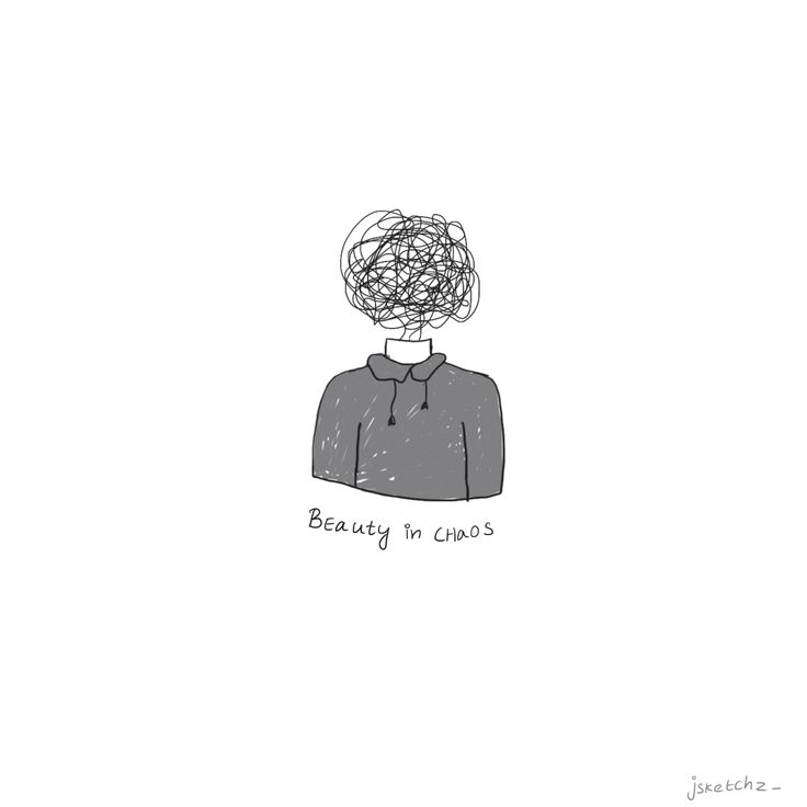 a drawing of a woman's head with the words beauty in chaos on it