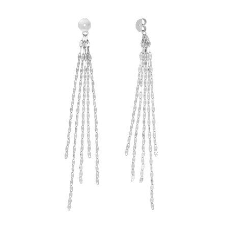 14K White Gold Women's Hawley Street Collection 1.50mm Forzentina Chain Dangle Earring Extensions with 030 Gauge. Looking for a way to add some extra glamour to your favorite pair of earrings? Consider a 14 karat gold earring extension, the perfect accessory for a timeless look. Whether you desire a longer drop for chandelier earrings or just a touch of additional length for a simple stud, these versatile extensions will add a touch of elegance and sophistication to any ensemble. Made with high- Dainty White Gold Dangle Linear Earrings, Diamond Cut Dangle Chandelier Earrings For Anniversary, Diamond Cut Chandelier Dangle Earrings For Anniversary, Silver Diamond Cut Chandelier Earrings For Evening, Silver Dangle Chandelier Earrings Fine Jewelry, Tarnish Resistant Silver Long Drop Jewelry, Silver Diamond Cut Linear Earrings For Anniversary, Silver Dangle Jewelry With Box Chain, Silver Box Chain Jewelry For Evening