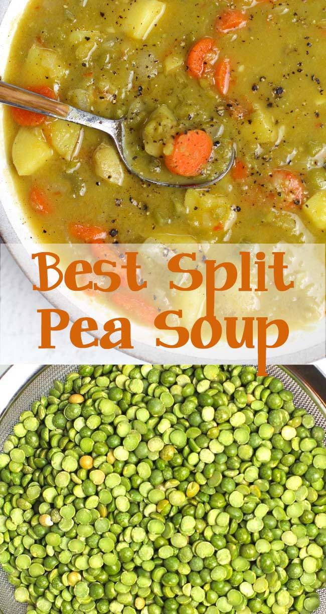 split pea soup with carrots and peas in it