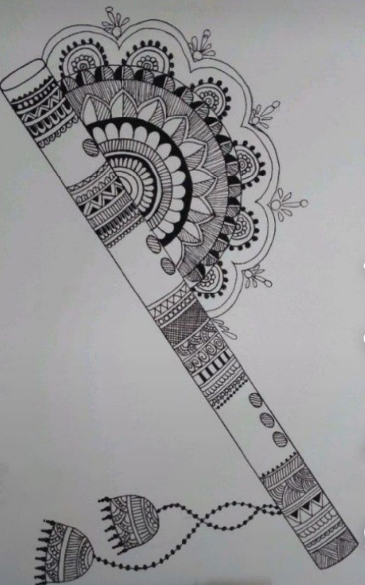 Flute mandala Mandala Art Easy And Beautiful, Drawing Ideas Creative Mandala Art, Mandala Easy For Beginners, Mandala Art Journal Ideas, Mandala Art Design Easy, Beginners Mandala Art, Simple Mandala For Beginners, Madala Art Easy Diy, Music Mandala Art Easy