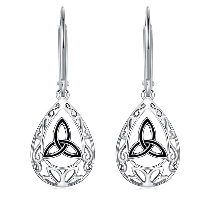 PRICES MAY VARY. ✨【Trinity Earrings Design Concept】— The celtic knot earrings's triangular structure of three intertwined threads symbolizes eternity and connection. The openwork lotus pattern surrounding the Celtic knot adds an air of nature and serenity, while also suggesting purity and peace. 💎【High Quality Material】— These celtic knot earrings for women are made of 92.5% sterling silver and are friendly to sensitive skin. The celtic knot dangle earrings are plated with 18K white gold for du Trinity Earrings, Celtic Knot Earrings, Lotus Pattern, Celtic Earrings, Soldering Jewelry, Trinity Knot, Irish Jewelry, Earrings Design, Knot Earrings