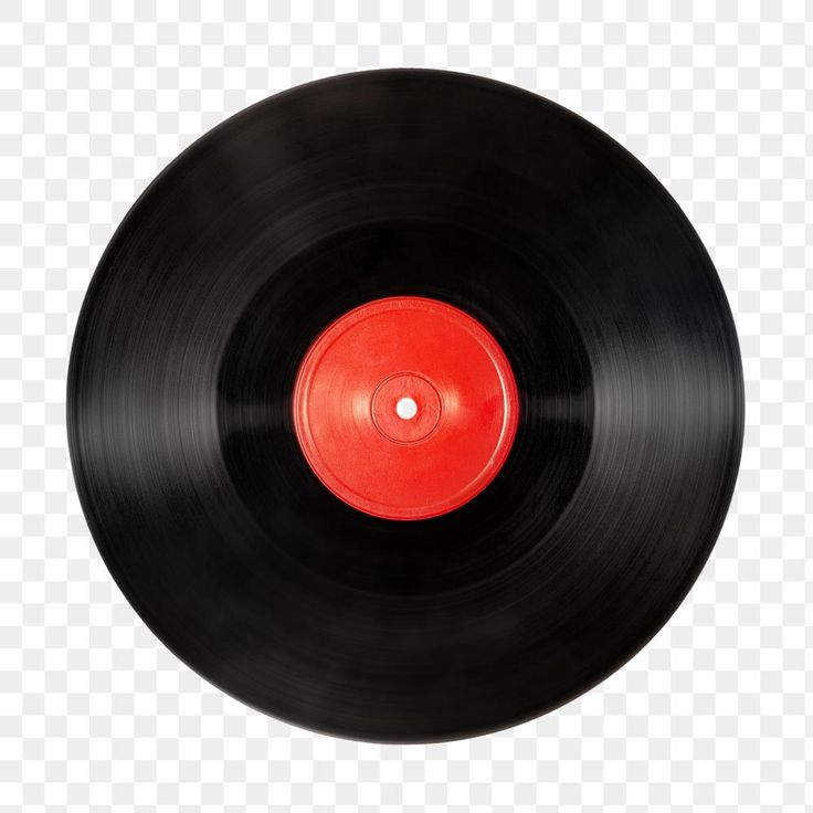 an old black record with red disk on it png - vinyl record png