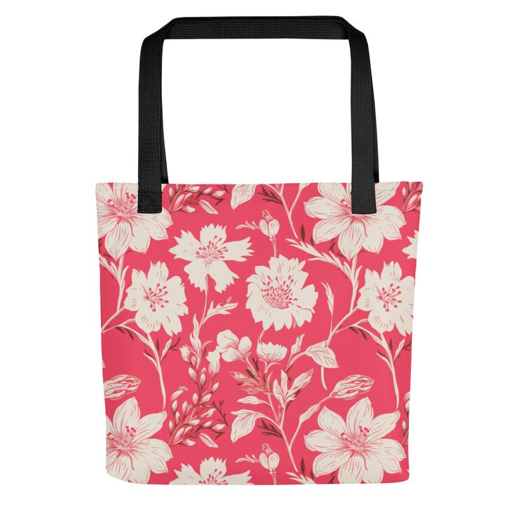 Transform Your Style with Our Floral Print Tote Bag Attention fashion lovers! The Floral Print Tote Bag from Elysian Loom is not just a bag; it's a statement piece. Embrace the vibrant floral design that adds a pop of color to any outfit. With its spacious 15" × 15" dimensions and an impressive capacity of 2.6 US gallons (10 liters), this tote is perfect for daily adventures, shopping trips, or casual outings. Why Choose Our Tote? Durable Material: Made from 100% polyester, this bag is built to Red Bags For Spring Season Gift, Red Rectangular Bag For Spring, Floral Print Bags For Everyday Summer Use, Summer Floral Print Bags For Everyday Use, Floral Print Tote Bag For Everyday Use, Floral Print Satchel Bag As A Gift, Red Rectangular Spring Bag, Pink Floral Print Shoulder Bag As A Gift, Pink Floral Print Shoulder Bag As Gift