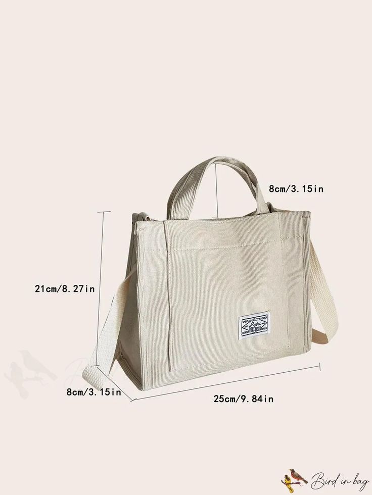 BirdinBag - Corduroy Crossbody Bag - Womens Stylish Shoulder Bag with Adjustable Strap Casual Tote Satchel For Daily Use, Casual Canvas Satchel Bag For Daily Life, Canvas Bag With Adjustable Strap For Daily Life, Beige Bags With Pockets For Daily Use, Canvas Satchel Bag For Everyday Use, Casual Crossbody Bag For Daily Use, Adjustable Strap Canvas Bag For Daily Use, Daily Canvas Bag With Adjustable Strap, Casual Satchel Bag For Daily Life