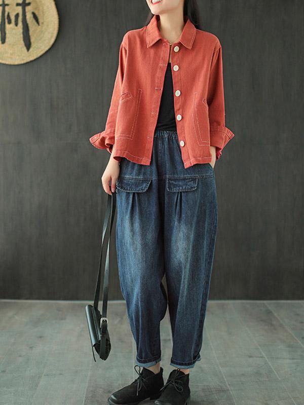 Sku CY-!64419 Material Denim , >50%Cotton Style Loose , Wide Leg , Harem pants Feature Elasticity Occasion Original Creation , Leisure Fashion Seasons Spring , Autumn Type Jean Pants Bottoms Color SAME AS PICTURE Size FREE SIZE Model's weight:55kg Model's height:165cm（64.96 inches) Please consult the size chart we provide for this item's measurements to help you decide which size to buy.Please note: There may be 1-3cm differ due to manual measurement.CMINCH Waist Hips Thigh Leg Opening Length FREE SIZE 67-104 132 79 35 89 Medium Wash Bottoms With Patch Pockets For Fall, Fall Medium Wash Bottoms With Patch Pockets, Fall Bottoms With Pockets In Medium Wash, Fall Medium Wash Bottoms With Pockets, Baggy Medium Wash Bottoms With Button Closure, Fall Medium Wash Pants With Patch Pockets, Medium Wash Pants With Patch Pockets For Fall, Relaxed Fit Jeans With Pockets For Fall, Casual Cotton Cargo Jeans With Button Closure