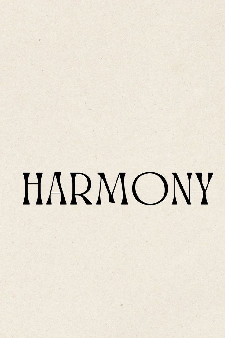 the word harmony written in black ink