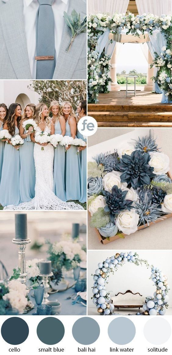 Muted Blue Wedding Colors, Teal Blue Wedding Theme Colour Palettes, Coastal Mountain Wedding, Dusty Blue And Forest Green Wedding, Grey Blue Wedding Colors, Dark Blue Wedding Colors, Wedding Ocean Theme, Light Blue Western Wedding, Dusty Blue Wedding Theme Color Schemes