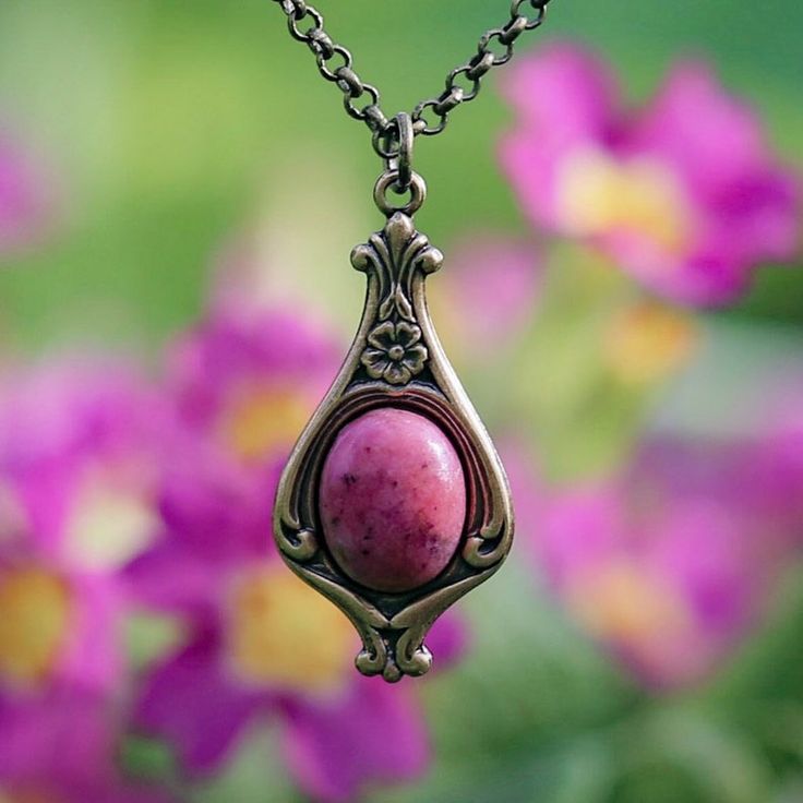 Rhodonite Stone in Brass Setting Jewelry Collection - Etsy Vintage Jewelry With Oval Pendant And Natural Stones, Vintage Oval Pendant Jewelry With Natural Stones, Brass Cabochon Oval Pendant Jewelry, Bronze Gemstone Vintage Jewelry, Brass Oval Pendant With Cabochon, Vintage Bronze Gemstone Jewelry, Vintage Brass Jewelry With Natural Stones, Oval Cabochon Pendant In Brass, Brass Cabochon Round Pendant Necklace