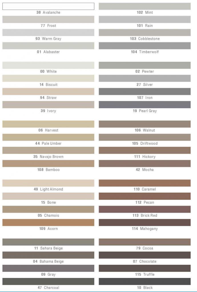 the different shades of paint that are available in various colors and sizes, including brown, gray