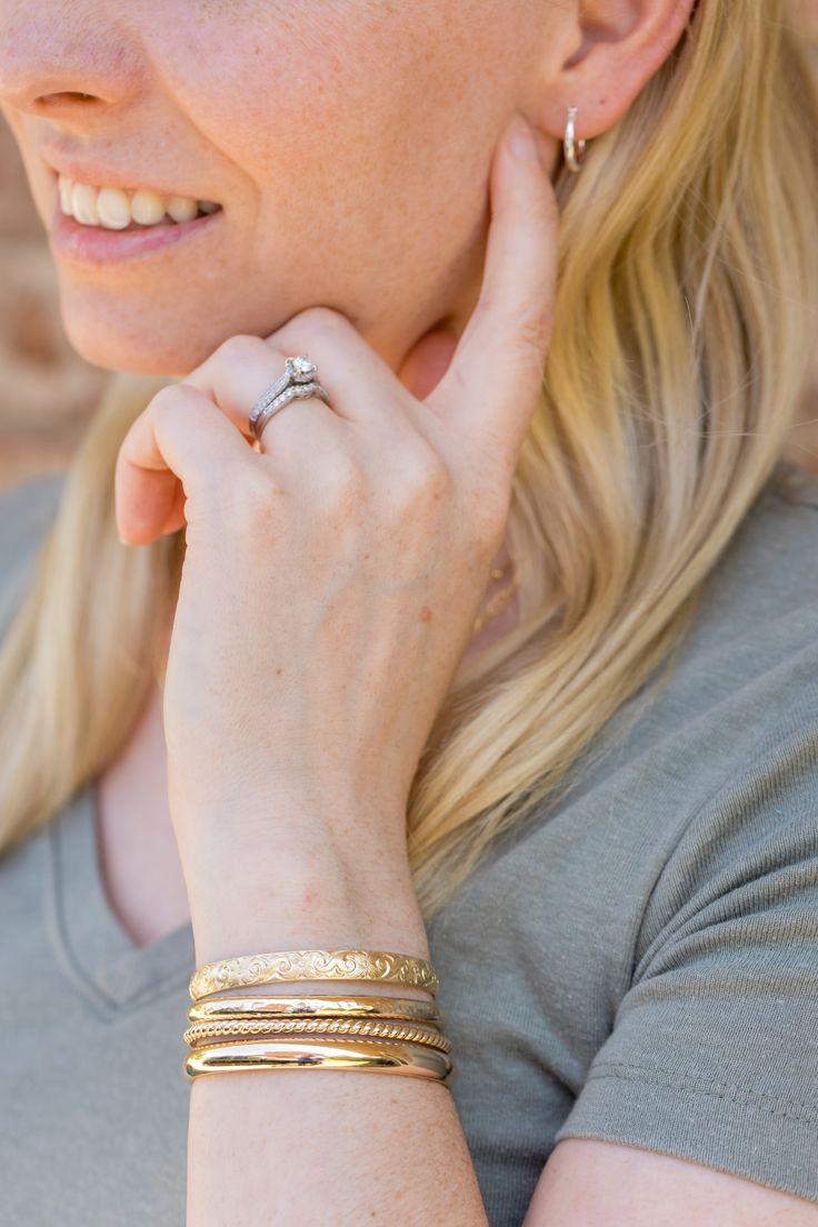 The Bold Wanderlust Gold Bangle Cuff Bracelet is the perfect bracelet for everyday minimalistic wear. Each bracelet is hand cut and handcrafted. If you want to make a statement this is the piece. If you love the original wanderlust bracelet then this one may make your heart skip a beat it's so pretty. It is truly a classic bracelet. This bangle Cuff Bracelet is also available in Sterling Silver Bold Wanderlust and Classic Wanderlust Gold as well in my shop. Treat yourself or share it with a fami Hammered Bangles, Baby Bangles, Bangles Making, Classic Bracelets, Hammered Sterling Silver, Hammered Gold, Gold Bangle Bracelet, Sterling Silver Bangles, Gold Bangle