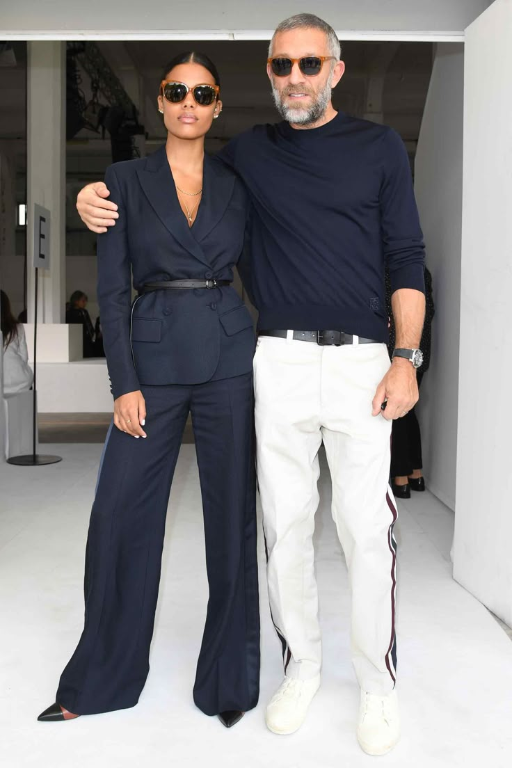 WHO: Vincent Cassel Korean Couple Fashion, Navy Outfits, Tina Kunakey, Outfit Elegantes, Stylish Couples, Couples Fashion, Vincent Cassel, Best Dressed Man, Couple Style