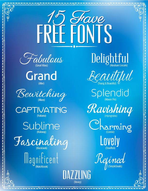 a blue background with the words free fonts in different styles and sizes on it