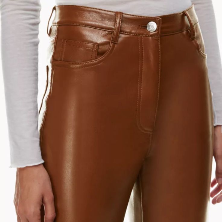 These Beautiful Pants Are High-Waisted With Slash Hand Pockets And A Yoke Detail At The Back. They’re Made With Innovative Vegan Leather That Looks And Feels Like The Real Thing! Gorgeous Pants! Never Worn With Tags On. I'm Selling Because I Waited Too Late To Try Them, On And Realized They Were Too Small For Me. Wilfred Melina Pant, Vegan Leather Pant, Melina Pants, Melina Pant, Vegan Leather Pants, Aritzia Pants, Tall Pants, Leather Pant, Aritzia Wilfred