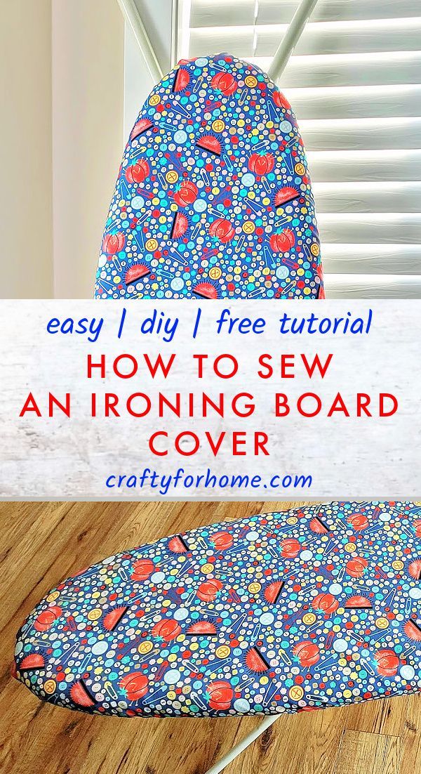 Blue with sewing essential items print fabric for ironing board cover. Small Ironing Board Cover Pattern, Diy Ironing Board Cover, Diy Ironing Board Covers, Sewing Machine Cover Diy, Iron Board Cover, Diy Ironing Board, Sewing Machine Cover Pattern, Ironing Board Cover, Ironing Boards