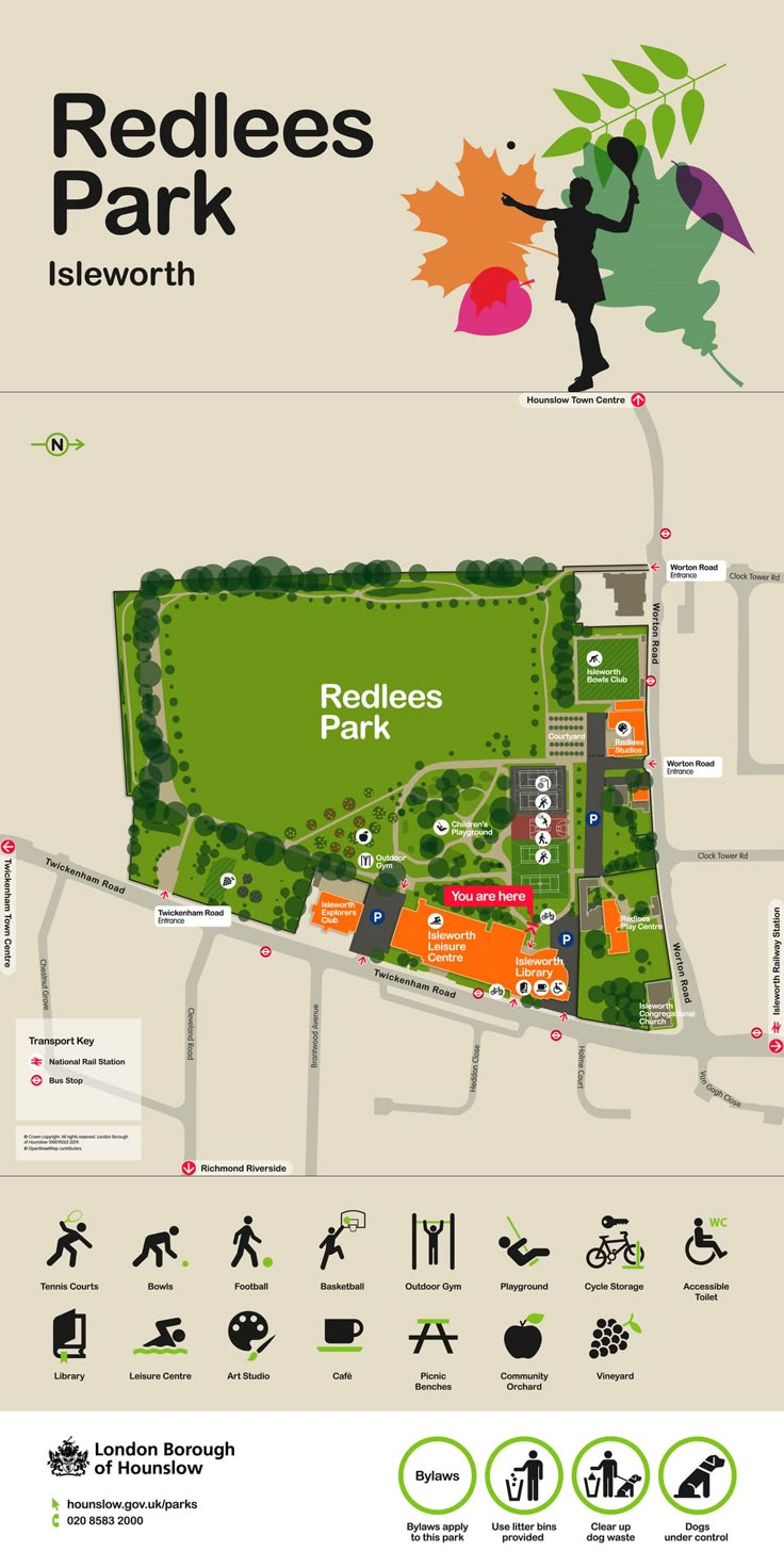 a map showing the location of redlees park