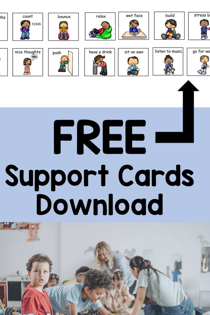 a poster with the words, free support cards and an image of children playing together