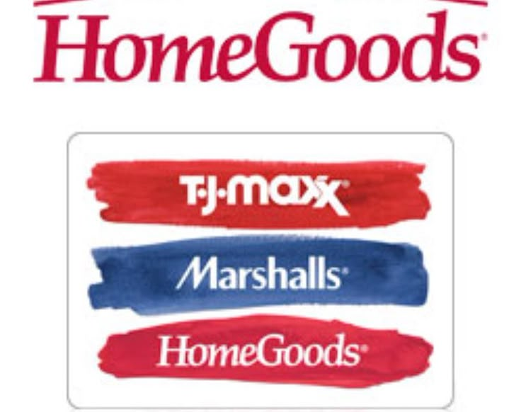 the home goods logo is shown in red, white and blue with three different colors