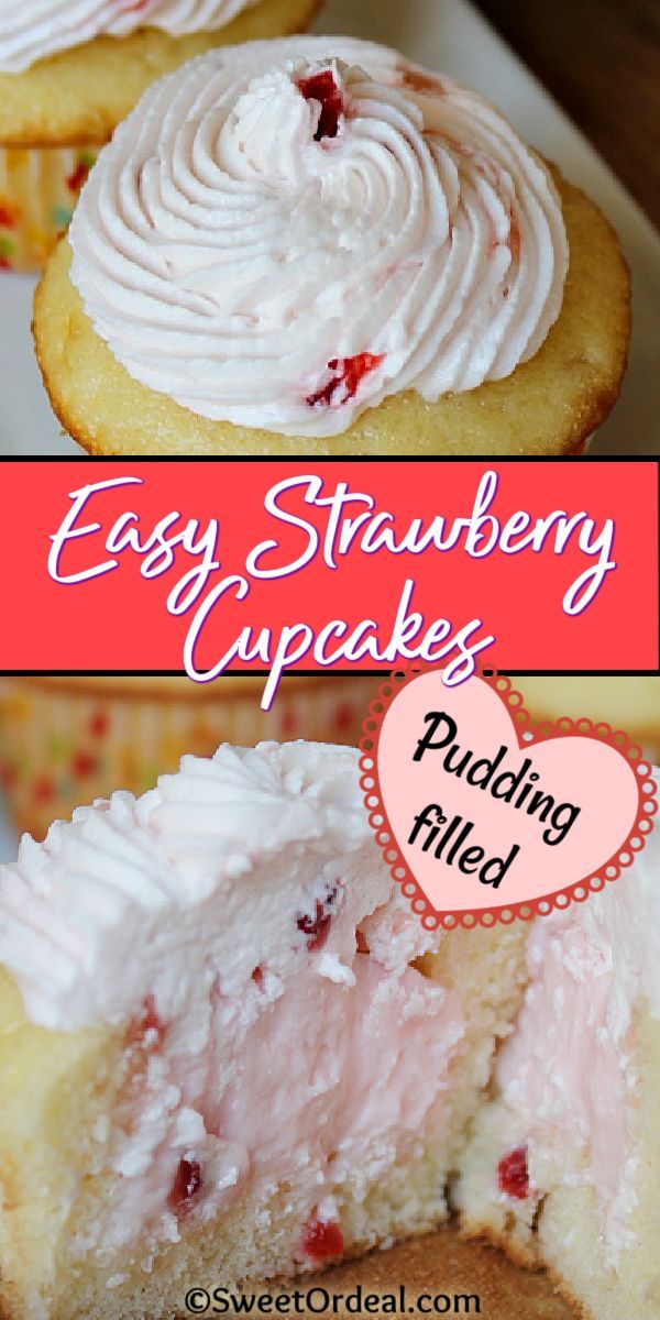 easy strawberry cupcakes with icing on top