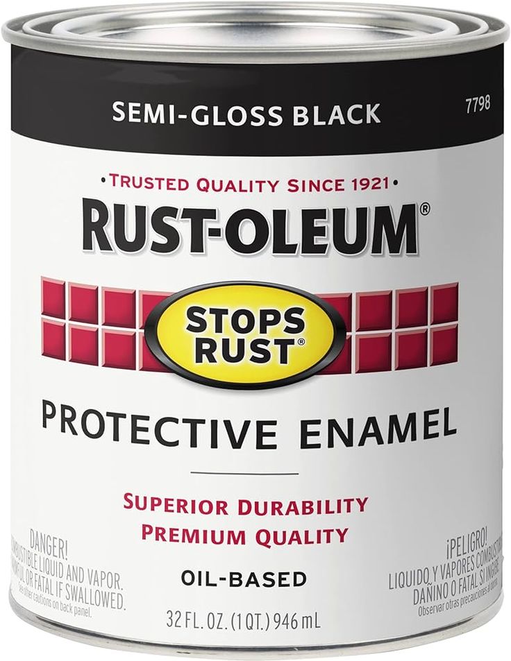 Rust-Oleum 7798502 Stops Rust Brush On Paint, Quart, Semi-Gloss Black, 1 Quarts (Pack of 1) - Household Paint Solvents - Amazon.com Painting Rattan, Paint Sprayer Reviews, Medicine Cabinet Makeover, Paint Refrigerator, Rustoleum Paint, Countertop Paint, Camper Repair, Alcohol Ink Glass, Diy Furniture Flip