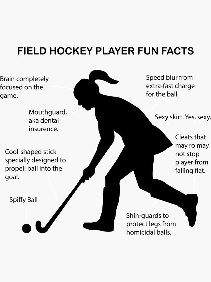 the field hockey player fun fact is shown in black and white, with information about how to play