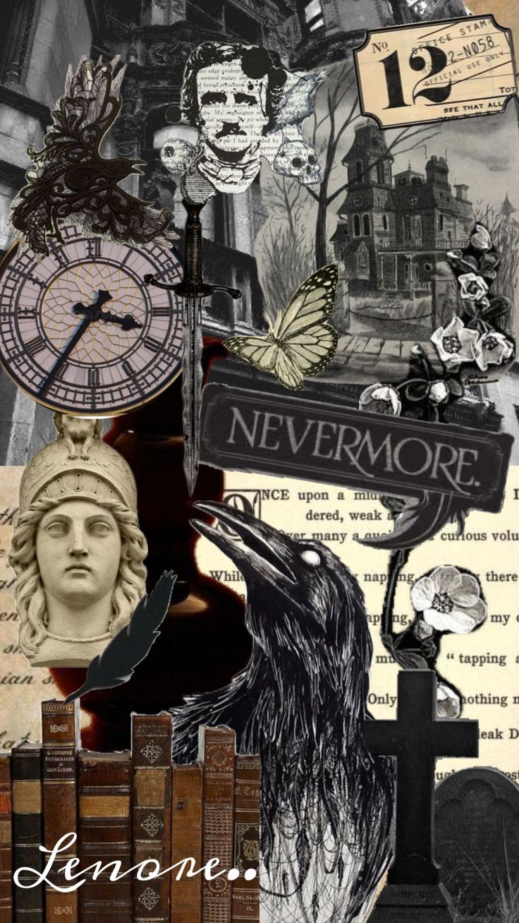 collage of altered images including books, clocks, and other things in black and white