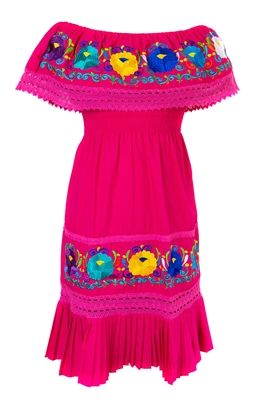 Traditional Pink Dress For Fiesta, Traditional Pink Dress With Intricate Embroidery, Traditional Pink Embroidered Dress With Floral Design, Pink Floral Embroidered Dress For Festival, Hot Pink Mexican Dress, Traditional Multicolor Fiesta Dress, Pink Floral Embroidered Festival Dress, Traditional Embroidered Dress For Fiesta, Pink Folk Dress With Floral Embroidery