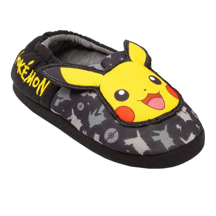 a child's slipper with a pikachu design on the front and bottom