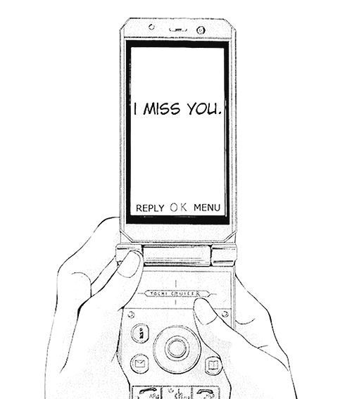 a person holding a cell phone in their hands with the screen saying i miss you