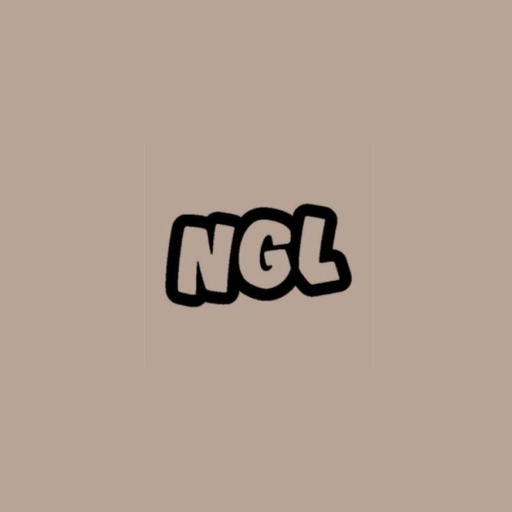 the word ngl in black and white on a brown background with an orange border