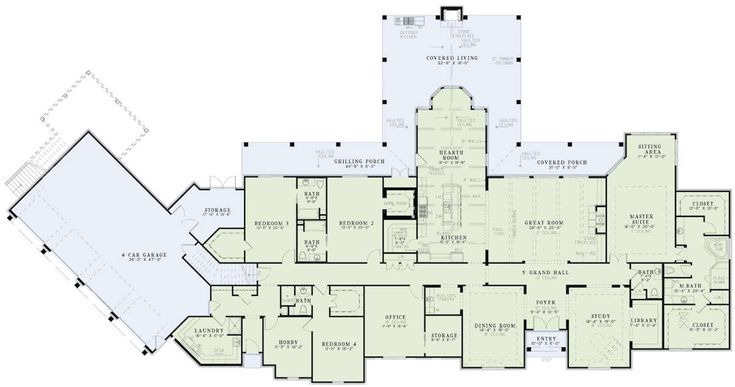 an architectural floor plan for a home with multiple rooms and lots of space to move around