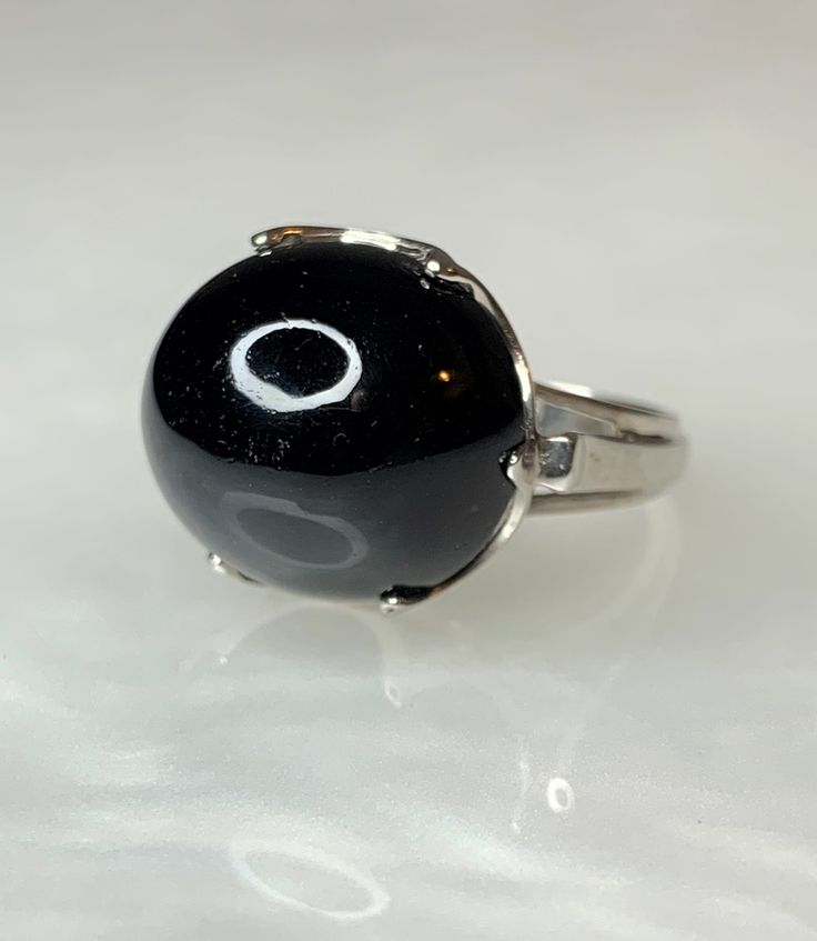 Black Jade Ring, Jade Cocktail Ring, Vintage Jade Ring, Jade White Gold Ring, East West Ring, Black Stone Ring Women, Black Statement Ring by SheenaStoneJewelry on Etsy Fine Jewelry Black Round Band Ring, Black Round Band Ring Fine Jewelry, Elegant Black Jewelry Band, Elegant Black Round Band Jewelry, Black Enamel Ring For Wedding, Classic Black Enamel Round Ring, Elegant Enamel Ring Gift, Fine Jewelry Black Enamel Round Ring, Fine Jewelry Black Enamel Ring