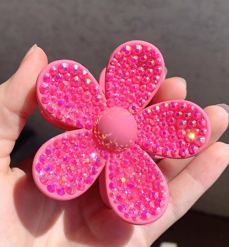 Bling Hair Clip  Rhinestoned flower claw clip 100% waterproof and vibration proof adhesive Bedazzled Claw Clip, Rhinestone Claw Clip, Claw Clip Packaging, Bedazzling Stuff, Pink Lego Batman, Diy Girly Crafts, Bedazzled Things, Hair Clip Display, Bedazzling Ideas