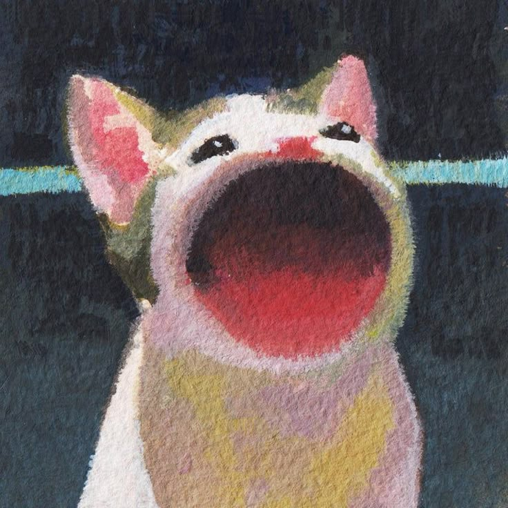 a drawing of a dog with its mouth open